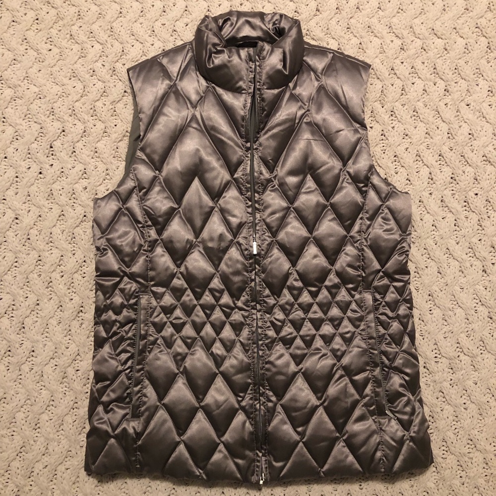 Lands’ End Angel Down Metallic Gray M NWT